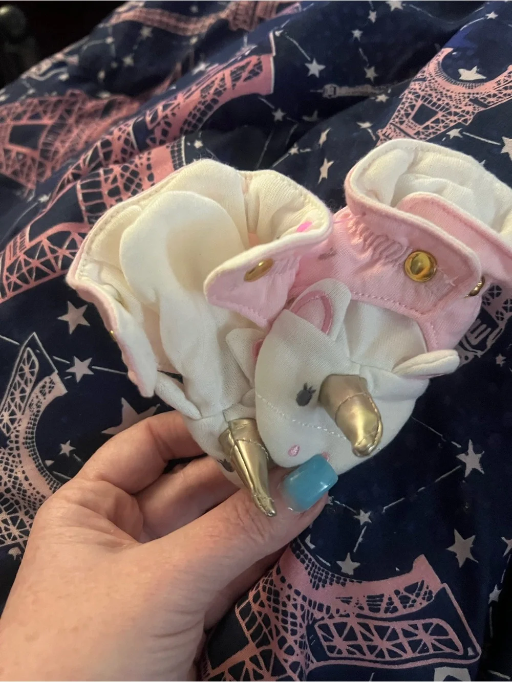 cloud island Pink and White Unicorn Baby Booties